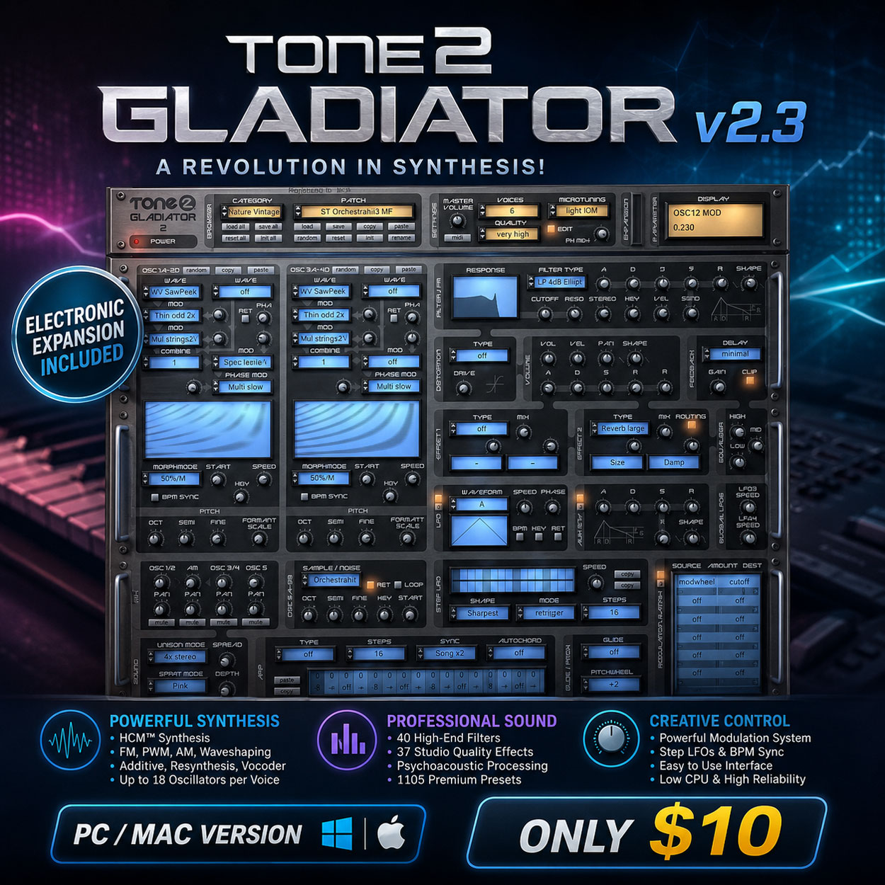 Tone2 Gladiator v2.3 + Electronic Expansion